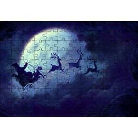 Cakapuzzle Dolunay Bulutlar Geyikler ve Noel Baba Mdf 120 Parça Puzzle