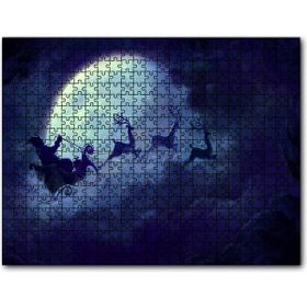 Cakapuzzle Dolunay Bulutlar Geyikler ve Noel Baba Mdf 255 Parça Puzzle