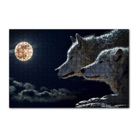 Cakapuzzle Dolunay Gecede Kurt ve Yavrusu 120 Parça Ahşap Puzzle