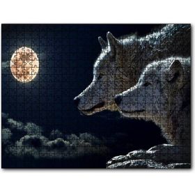 Cakapuzzle Dolunay Gecede Kurt ve Yavrusu Mdf 1000 Parça Puzzle