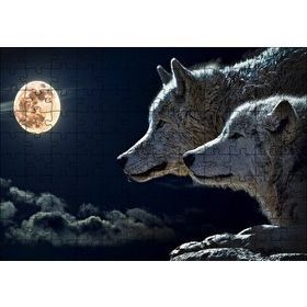 Cakapuzzle Dolunay Gecede Kurt ve Yavrusu Mdf 120 Parça Puzzle