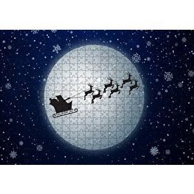 Cakapuzzle Dolunay Geyikler Kar Taneleri ve Noel Baba 120 Parça Ahşap Puzzle