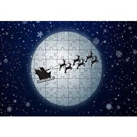 Cakapuzzle Dolunay Geyikler Kar Taneleri ve Noel Baba 120 Parça Ahşap Puzzle