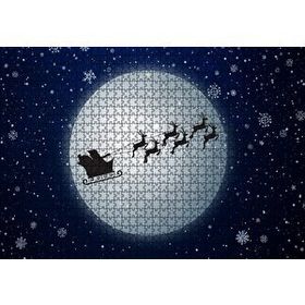 Cakapuzzle Dolunay Geyikler Kar Taneleri ve Noel Baba Mdf 1000 Parça Puzzle