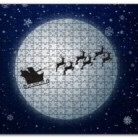 Cakapuzzle Dolunay Geyikler Kar Taneleri ve Noel Baba Mdf 255 Parça Puzzle