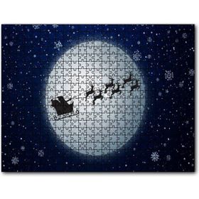 Cakapuzzle Dolunay Geyikler Kar Taneleri ve Noel Baba Mdf 255 Parça Puzzle