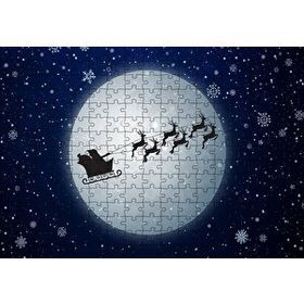 Cakapuzzle Dolunay Geyikler Kar Taneleri ve Noel Baba Mdf 255 Parça Puzzle