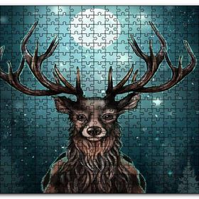 Cakapuzzle Dolunay Işığı Altında Boynuzlu Ren Geyiği Mdf 255 Parça Puzzle
