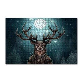 Cakapuzzle Dolunay Işığı Altında Boynuzlu Ren Geyiği Mdf 255 Parça Puzzle