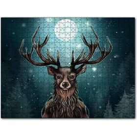 Cakapuzzle Dolunay Işığı Altında Boynuzlu Ren Geyiği Mdf 255 Parça Puzzle