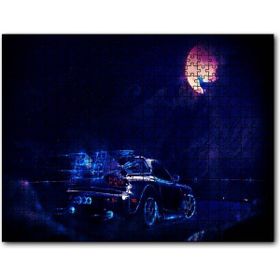 Cakapuzzle Dolunay Kurt ve Spor Araba Neon Işıklı 120 Parça Puzzle