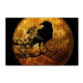 Cakapuzzle Dolunay ve Dalda Karga Silüeti 120 Parça Ahşap Puzzle