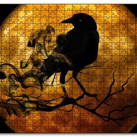 Cakapuzzle Dolunay ve Dalda Karga Silüeti Mdf 255 Parça Puzzle