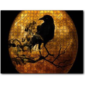 Cakapuzzle Dolunay ve Dalda Karga Silüeti Mdf 255 Parça Puzzle