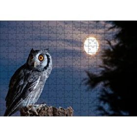 Cakapuzzle Dolunay ve Kütüğün Üzerindeki Baykuş Mdf 255 Parça Puzzle