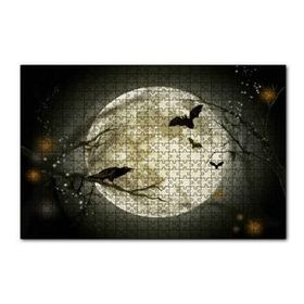 Cakapuzzle Dolunayda Karga ve Yarasalar 120 Parça Ahşap Puzzle