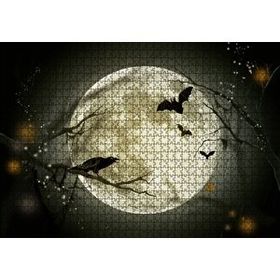 Cakapuzzle Dolunayda Karga ve Yarasalar 120 Parça Ahşap Puzzle