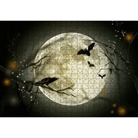 Cakapuzzle Dolunayda Karga ve Yarasalar 120 Parça Ahşap Puzzle