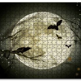 Cakapuzzle Dolunayda Karga ve Yarasalar Mdf 255 Parça Puzzle
