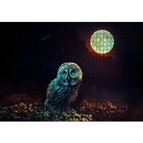 Cakapuzzle DolunayOrman ve Baykuş Sürreal 120 Parça Ahşap Puzzle