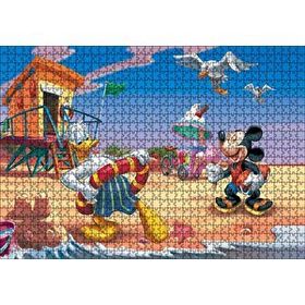 Cakapuzzle Donald Duck ve Mickey Mouse Yaz Tatili Plaj Mdf 1000 Parça Puzzle