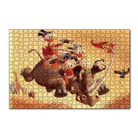 Cakapuzzle Donald Duck ve Torunları Gergedan Üzerinde 120 Parça Ahşap Puzzle