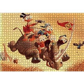 Cakapuzzle Donald Duck ve Torunları Gergedan Üzerinde 120 Parça Ahşap Puzzle