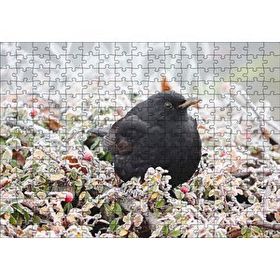 Cakapuzzle Donmuş Çalıların Arasındaki Karatavuk 120 Parça Ahşap Puzzle