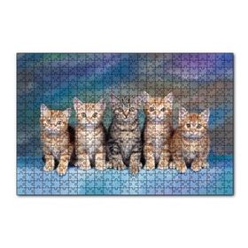 Cakapuzzle Dört Yavru Sarmanın Arasındaki Tekir 120 Parça Ahşap Puzzle