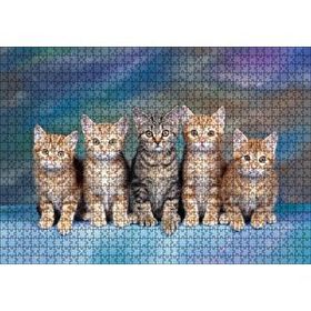 Cakapuzzle Dört Yavru Sarmanın Arasındaki Tekir 120 Parça Ahşap Puzzle