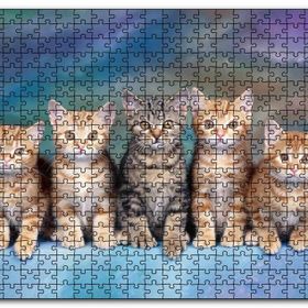 Cakapuzzle Dört Yavru Sarmanın Arasındaki Tekir Mdf 1000 Parça Puzzle
