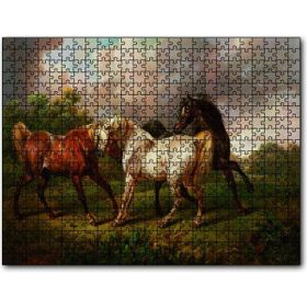 Cakapuzzle Dövüşen Kaslı Atlar Yağlıboya Mdf 1000 Parça Puzzle