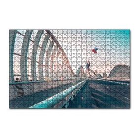 Cakapuzzle Dubai Köprüsünde Balonlu Adam 120 Parça Ahşap Puzzle