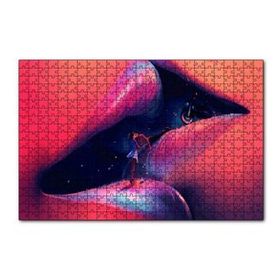 Cakapuzzle Dudakta Öpüşen Gençler Soyut 120 Parça Ahşap Puzzle