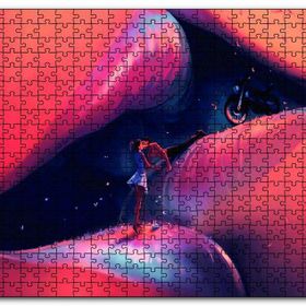 Cakapuzzle Dudakta Öpüşen Gençler Soyut Mdf 120 Parça Puzzle