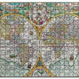 Cakapuzzle Dünya Haritası Latince ve Resimli Mdf 255 Parça Puzzle