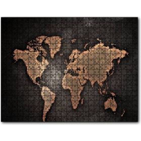 Cakapuzzle Dünya Haritası Siyah Zemin Üzerine Kahverengi 500 Parça Puzzle