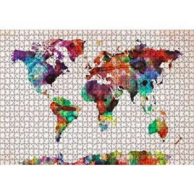 Cakapuzzle Dünya Haritası Suluboya Mozaik 120 Parça Ahşap Puzzle