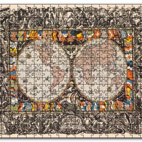 Cakapuzzle Dünya Haritası Ülke Bayrakları ve Tarihi Figür Mdf 255 Parça Puzzle