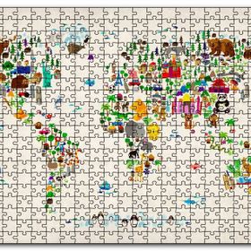 Cakapuzzle Dünya Haritası Ülkeler ve Simgeleri Mdf 255 Parça Puzzle