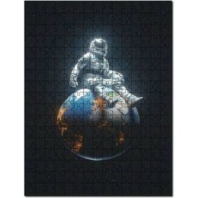 Cakapuzzle Dünyadaki Astronot Gezegen Uzay Mdf 1000 Parça Puzzle