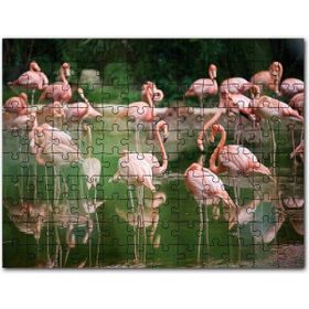 Cakapuzzle Durgun Gölde Beslenen Flamingolar Mdf 1000 Parça Puzzle