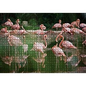 Cakapuzzle Durgun Gölde Beslenen Flamingolar Mdf 1000 Parça Puzzle