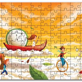 Cakapuzzle Düşler Ülkesinde Bulutlar Çocuklar ve Saatler Mdf 1000 Parça Puzzle