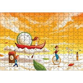 Cakapuzzle Düşler Ülkesinde Bulutlar Çocuklar ve Saatler Mdf 255 Parça Puzzle