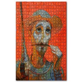 Cakapuzzle Düşünceli Don Kişot Kırmızı Arkaplan Ahşap 255 Parça Puzzle