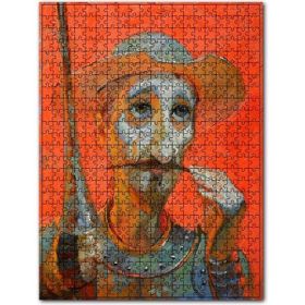 Cakapuzzle Düşünceli Don Kişot Kırmızı Arkaplan Ahşap 500 Parça Puzzle