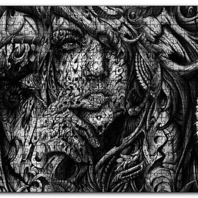 Cakapuzzle Düşünen Kadın Portresi Metal Gravür Mdf 1000 Parça Puzzle