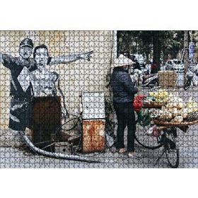 Cakapuzzle Duvar Boyama Adamlar ve Bisikletli Satıcı 120 Parça Ahşap Puzzle