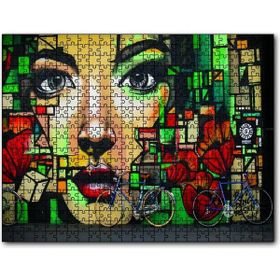 Cakapuzzle Duvar Boyama Kadın Portre ve Bisikletler 500 Parça Puzzle